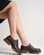 Resim ANALİN SHOES Kadın Hakiki Deri Bağcıklı Oxford Ayakkabı - Kahve 