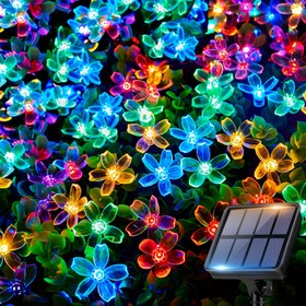 Resim Renkli Kiraz Çiçeği Güneş Işıklı Dizisi, 8 Fonksiyon, 20/50/100LED Güneş Lambası, Paskalya, St. Patrick Günü, Doğum Günü, Anneler Günü, Parti, Ramazan, Düğün, Tatil Bahçe Çit Patio Bahçe Noel Ağacı Bahçe Parti Malzemeleri 
