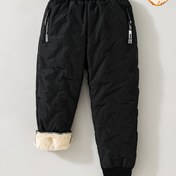 Resim Gençler İçin Polyester Jogger Pantolon, Fleece Astarlı, Sonbahar/Kış Hava Direnci Yüksek Sweatpant, Fermuar Cebi, Lastik Bel, Düzenli Beden, 12 Yaş Altı İçin - Tek Renk, Slight Esnek Dokulu Pantolon, Outdoor, Kalın 