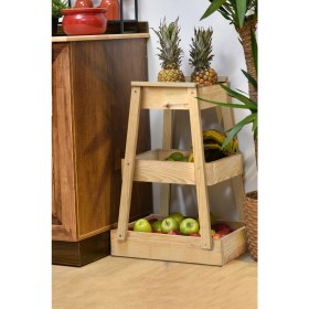 Resim Sebzelik Meyvelik Mutfak Banyo Düzenleyici 3 Katlı Çam 