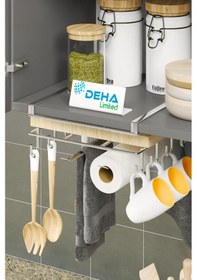 Resim Paslanmaz Kupa Fincan Askılı Kesme Tahtası Raflı Mutfak Tezgah Üstü Organizer Raf Stand Krom 