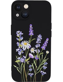 Resim mooodcase Iphone 13 Uyumlu Lavender Desenli Kamera Lens Korumalı Darbe Emici Silikonlu Lansman Kılıf 