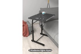 Resim Depolife Eğim Yükseklik Ayarlı Laptop Sehpası Kahvaltı Ders Çalışma Bilgisayar Ofis Yemek Masası Metal Ayak 