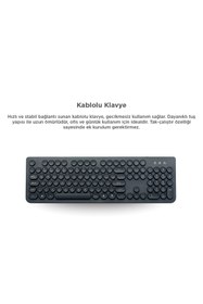 Resim Torima Kablolu Q Klavye Retro Daktilo Görünümlü TK09 