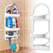 Resim 3 Katlı Vantuzlu Banyo Köşe Duş Rafı Askı Kancalı Raf Şampuanlık Çok Renkli 