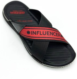 Resim sermoda Influencer Erkek Terlik Çarpaz Halatlı Sport Toka Ev Terliği Günlük Terlik 12412 Siyah Kırmızı 