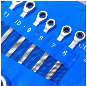 Resim İYİSİYOK 22 Parça Cırcırlı 6125 6-32 mm Kombine Anahtar Takımı (Bez Çanta) Cıvata Sıkma Sökme Araç Anahtar Seti 