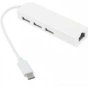 Resim Cbtx USB 3.1 Tip C 3-Port USB 2.0 Hub Ethernet Adaptörü 