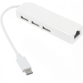 Resim Cbtx USB 3.1 Tip C 3-Port USB 2.0 Hub Ethernet Adaptörü 