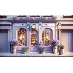 Resim Venspor Lavanta Temalı Şık Dükkan Arkaplan 200 x 150 cm Fon Duvar Örtüsü 