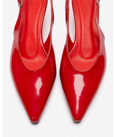 Resim Luvishoes Rosella Kırmızı Rugan Mini Dolgu Kadın Topuklu Ayakkabı 