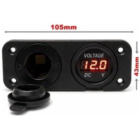 Resim Panel Tipi Oto Çakmaklık Ve Voltmetre Kablolu Sigorta Korumalı 