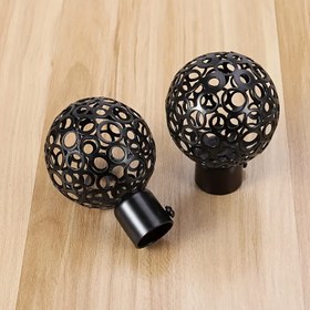 Resim 1 adet/2 adet Siyah Boş Perde Çubuğu Dekoratif Uç, Zarif Siyah Yüksek Perde Çubuğu Dekoratif Uç, Dekoratif Perde Çubuğu Uç, Banyo, Yatak Odası ve Çeşitli Perde Aksesuarları için Uygun 