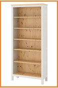 Resim Alony Home Hemnes Kitaplık Beyaz Vernik 90 X 197 Cm Açık Kahverengi 