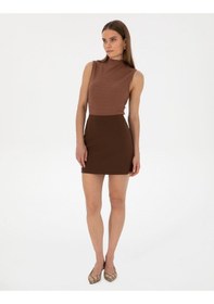 Resim Pierre Cardin Kadın Koyu Kahverengi Etek Dokuma 50318251-vr084 Koyu Kahverengi 