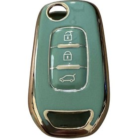 Resim Autohan Keys 3 Butonlu Nano Anahtar Kılıfı Renault Megane 4, Clio 5, Captur, Taliant, Express İçin Uyumlu, Yeşil Altın Renk 