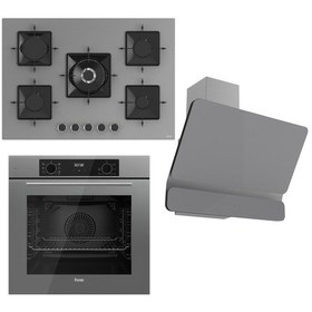 Resim Ferre Flowart Serisi Gri Ankastre Set SS038 - QBL63CPR - D082 