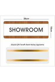 Resim zafrakreklam SHOWROOM Ofis Departman Kapı İsimliği, Yönlendirme levhası 26X10Cm BEYAZ-CEVİZ 