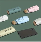 Resim Elmpaly 10 Renk Seçenekli Altın Sap 6 Dilimli Açık Mor Katlanır Şemsiye Cep Boy Taşınabilir Manuel Açılır 