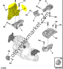 Resim Opel Combo (2020-2024) 1.5 Dizel Sağ Motor Kulağı / Takozu (Üçel) 