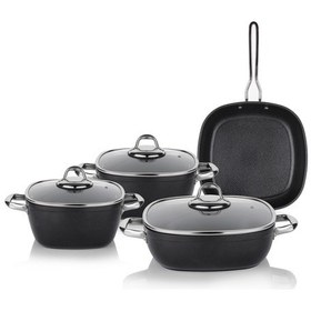 Resim Schafer Gastronomie Master Y.Y.Tencere Seti - Ind-7 Parça-Siyah 