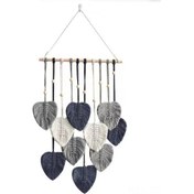 Resim Xiyyadms Bohemian Tarz El Dokuma Pamuk Ipli Yaprak Desenli Duvar Dekoru - Ev Dekorasyonu Odalar İçin Hafif Duvar Örtüsü Gri F Modeli 