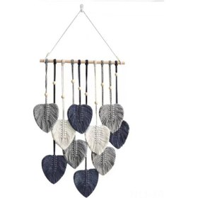 Resim Xiyyadms Bohemian Tarz El Dokuma Pamuk Ipli Yaprak Desenli Duvar Dekoru - Ev Dekorasyonu Odalar İçin Hafif Duvar Örtüsü Gri F Modeli 