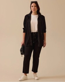 Resim Gala-xi Kadın Oversize Kapüşonlu Minimalist Ceket - Günlük Kullanım Siyah 