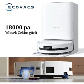Resim Ecovacs Kendi Kendini Temizleyen Deebot 18.000 Pa Emiş Gücü Zerotangle 3.0 Ozmo Roller Gerçek Zamanlı Mop Yıkama 75°c Sıcak Sulu Omnı Istasyonlu Akıllı Robot Süpürge Beyaz 