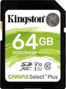 Resim Sds2 64 Gb Sdhc Canvas Select Plus 100R C10 Uhs-İ U1 V10 Sd Hafıza Kartı Kingston