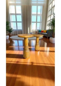 Resim Simillo 2 Li Masif Ahşap Yan Sehpa Takımı Koyu Ceviz 