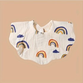 Resim Mavi Pamuk Yumuşak Bebek Baskı Önlükler Düz Renk Bebek Önlüğü Yenidoğan Geğirme Bezleri Bandana Eşarp Çocuklar Erkek Kız Besleme Tükürük Havlusu Mavi 