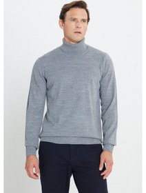 Resim AC&Co / Altınyıldız Classics Erkek Gri Melanj Tüylenme Yapmayan Anti Pilling Özellikli Standart Fit Tam Balıkçı Yaka Triko 4A4923100004GMJM Gri Melanj 