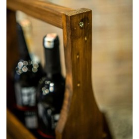 Resim BK Kişiye Özel Isimli Doğal Ahşap Bira ve Şarap Taşıyıcı Stand 