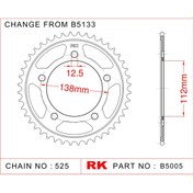 Resim Honda CB 650 F RK Çelik Arka Dişli B5005-42 (2014-2018) 