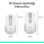 Resim Logitech M650 Signature 910-006238 Beyaz Sessiz Büyük Boy Sağ El Optik Kablosuz Mouse Teşhir 