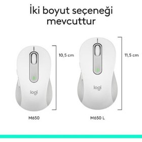 Resim Logitech M650 Signature 910-006238 Beyaz Sessiz Büyük Boy Sağ El Optik Kablosuz Mouse Teşhir 