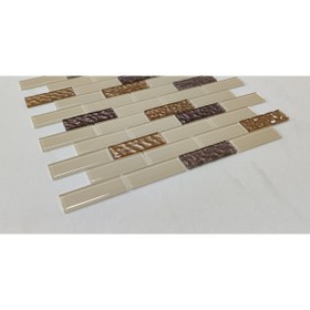 Resim MozaiKristaL Mutfak tezgah arası ve iç dekorasyon için 23x73x4 mm, 30x30 cm, Kristal Cam Mozaik. 