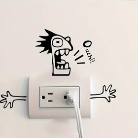 Resim 1 adet Komik Karakter Duvar Stickerı, PVC Kendinden Yapışkanlı Anahtarlık Stickerı Oturma Odası Yatak Odası Banyo Ev Dekoru için, Elektrik Gerektirmez, Banyo Duvar Stickerları 