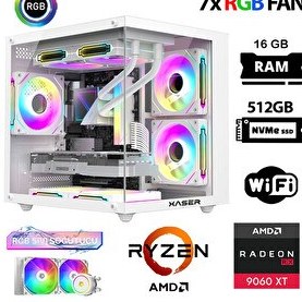 Resim Xaser Eco X10 Ryzen 7 5700x 16GB Ram 512GB M.2 NVMe SSD 16GB RX9060 XT Sıvı Soğutmalı Hazır Oyuncu Sistemi 