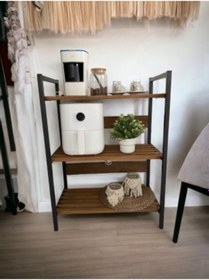Resim Kuzey Metal Ayaklı Masif Ahşap Mutfak Dolabı Rafı-ayakkablık -kit 