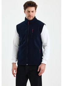 Resim Monox Erkek Tam Fermuarlı Spor Polar Yelek Lacivert 