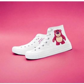 Resim LİASSHOES pembe büyük ayıcık keten çocuk spor ayakkabı sneaker 