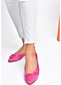 Resim Fox Shoes P726776304 Fuşya Saten Kumaş Kadın Babet Fuşya 
