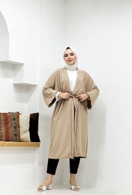 Resim CNG MODA Kuşaklı Aerbin Uzun Kimono 