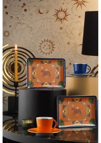 Resim Kütahya Porselen Cosmic Love Toledo 2 parça Kahve Fincan Takımı Turuncu Lacivert 