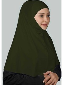 Resim Altobeh Hazır Türban Peçeli Pratik Eşarp Tesettür Nikaplı Hijab - Namaz Örtüsü Sufle (XL) - Haki 