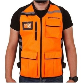 Resim Motosiklet Yelek Reflektif Turuncu Reflektörlü Motorcu Yelek 