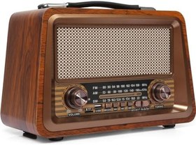 Resim Gerçek Ahşap Eskitme görünümlü Bluetooth Hoparlör Mp3 Çalar Müzik Kutusu Nostaljik Radyo 