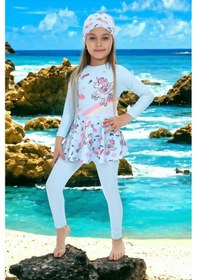 Resim My Kids Wear Etek Detaylı Boneli Kız Çocuk Mayo Mavi - Sarı 